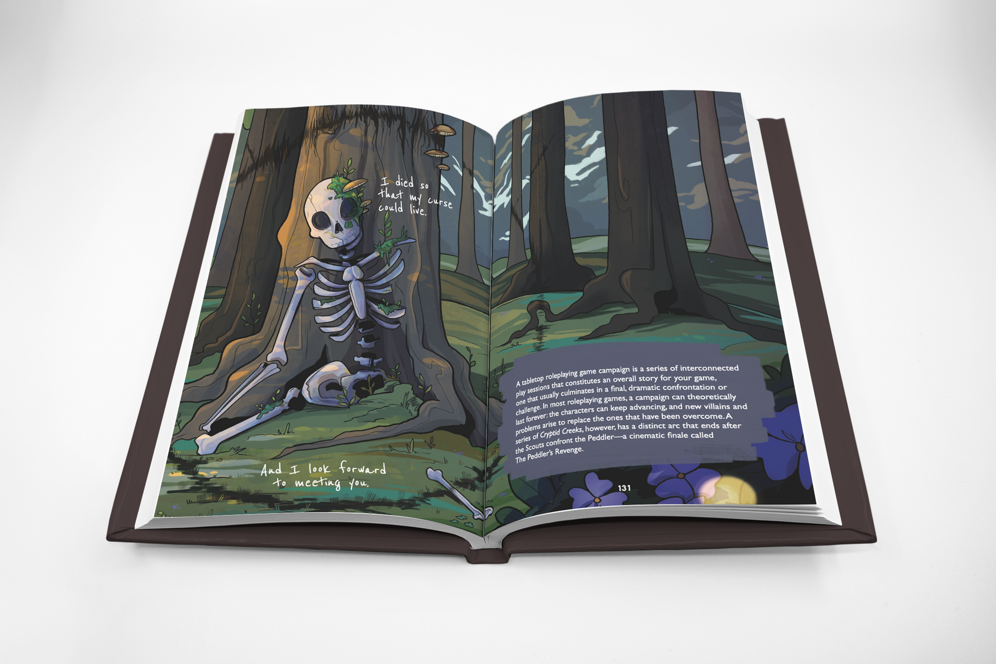 Cryptid Creeks RPG skeleton against tree