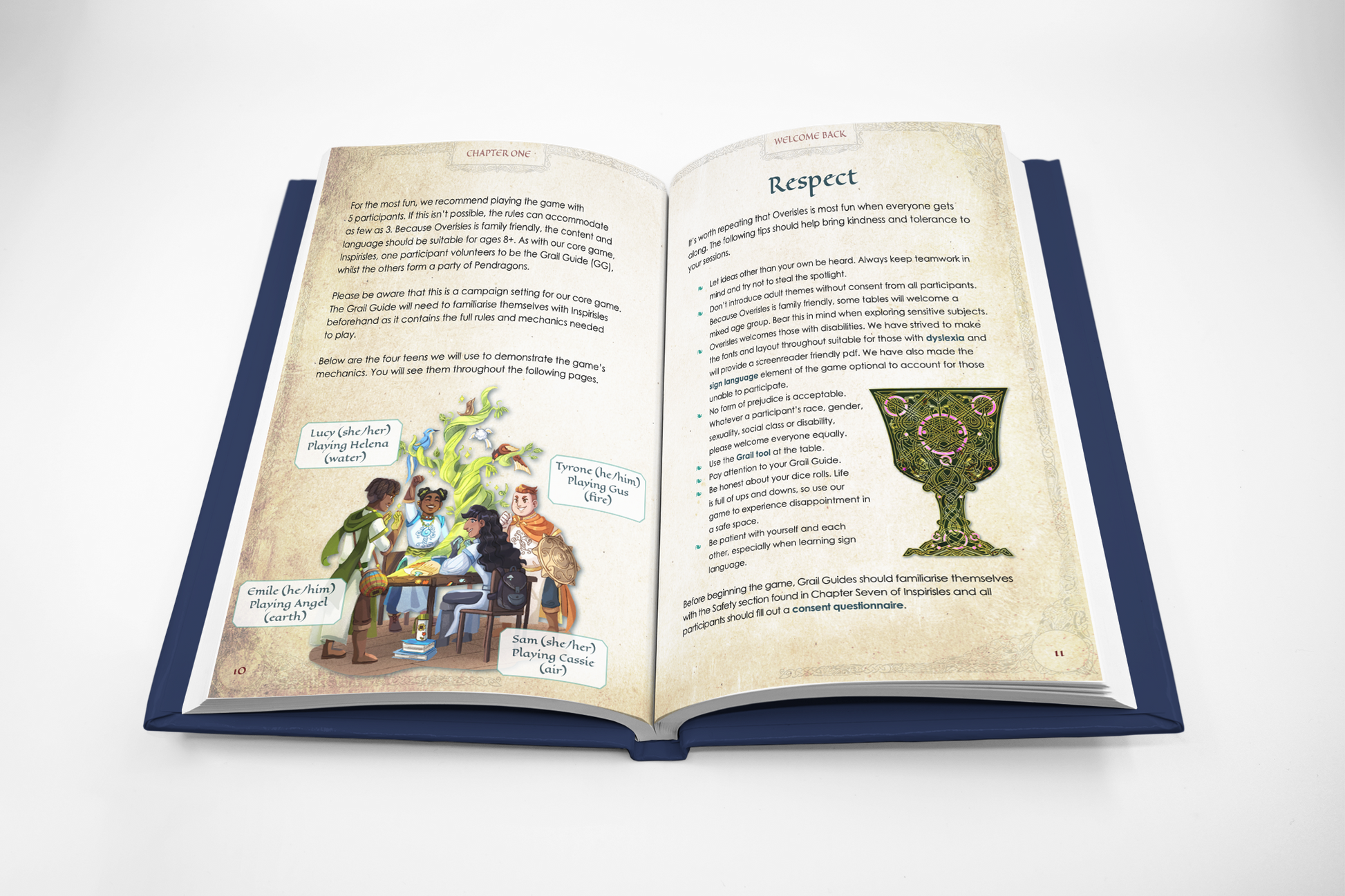 Overisles RPG characters at gaming table