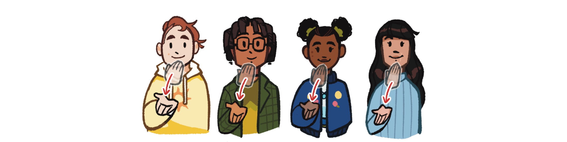 Chibi teens say thank you in sign language