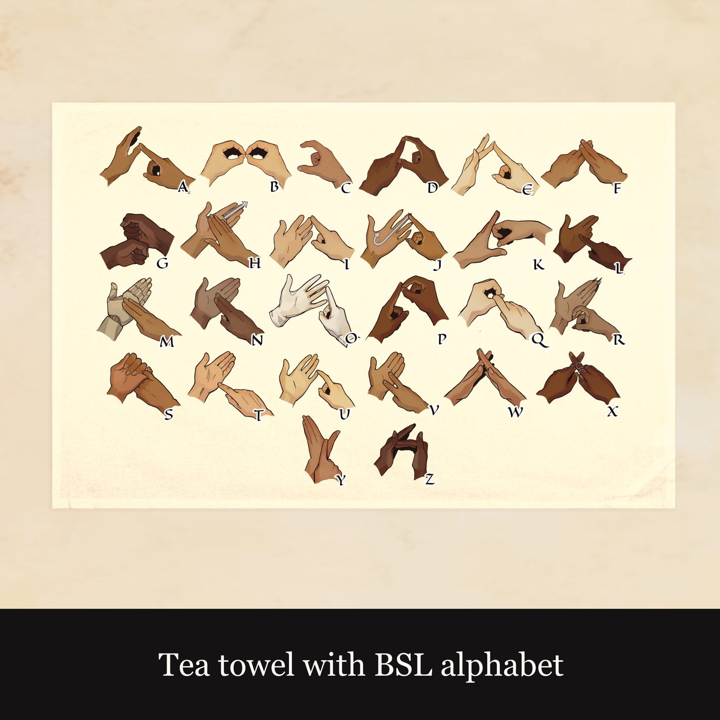 BSL Alphabet Tea Towel
