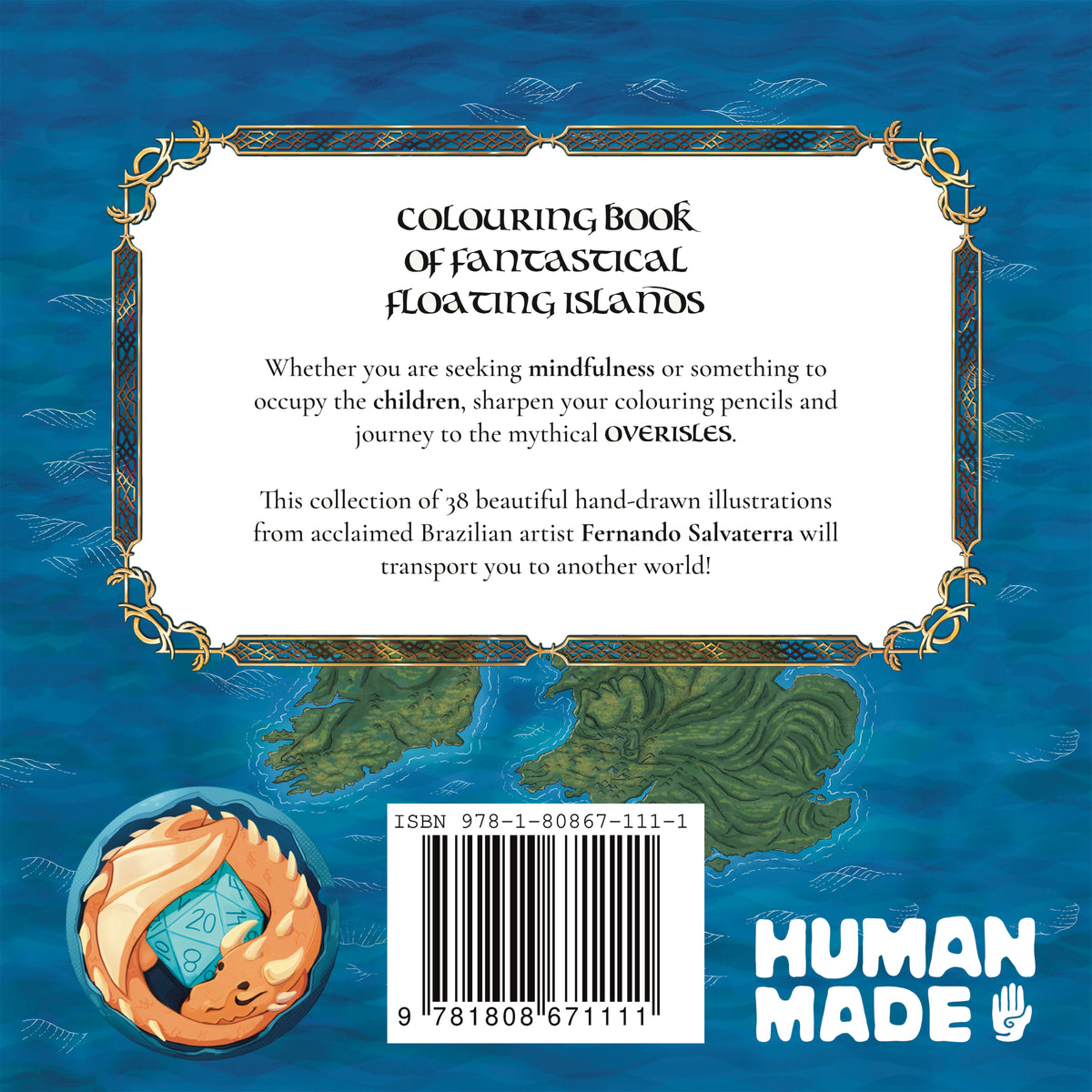 Back cover colouring book with blurb